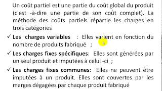 Comptabilité Analytique S3 partie 22 quot le coût partiel EP1 quot [upl. by Grinnell]