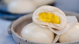 DIM SUM  Steamed Custard Buns Recipe [upl. by Jarnagin177]