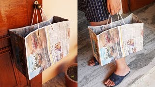 How To Make Paper Bag with Newspaper  Paper Bag Making Tutorial Very Easy [upl. by Dnalloh279]