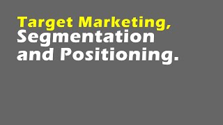 Target Marketing Segmentation and Positioning [upl. by Anaiq597]