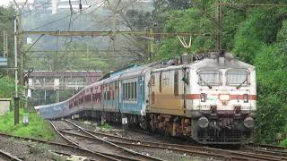 DECCAN EXPRESS amp HYDERABAD EXPRESS CROSSING AT KHANDALA STATION [upl. by Llesram905]