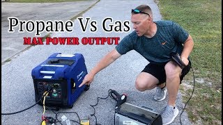 Max Power Output Comparison Propane Vs Gasoline Using Dual Fuel Generator [upl. by Gayleen]