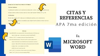 CITAS Y REFERENCIAS con normas APA 7ma edición en MICROSOFT WORD [upl. by Ferris]