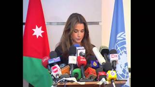 Queen Rania at a press conference on Gaza [upl. by Eerrehs161]