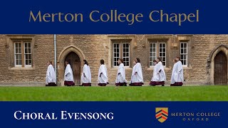 Choral Evensong  Wednesday 20 November 2024  from Merton College Chapel Oxford [upl. by Sivrad]