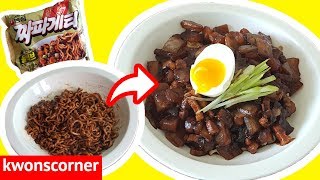 How to Make Jjapaghetti into REAL Jajangmyeon Instant Ramen Hacks [upl. by Ahcatan]