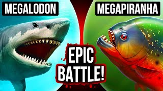 What If Megalodon and Megapiranha Met FacetoFace [upl. by Xyno780]