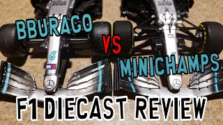 BBurago VS Minichamps Mercedes W10  F1 Diecast Review [upl. by Assilana874]