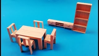 Como hacer mesa sillas y muebles miniatura para casa de muñecas [upl. by Naryt398]