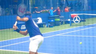 Roger Federer Backhand Slow Motion Court Level View  ATP One Handed Backhand Technique [upl. by Renato]