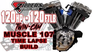 120 Horsepower Muscle 107 Twin Cam HARLEY  TIME LAPSE BUILD [upl. by Anauqal5]