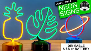 How To Make DESKTOP NEON SIGNS  3D Printable Battery or USB powered amp Dimmable [upl. by Notyap]