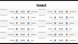 UEFA champions league 20112012 full group stage fixtures [upl. by Kcinom]