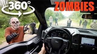 Scary Zombie Apocalypse 360° camera experience Massive Zombie Horde blocks Road [upl. by Ibbison]