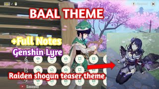 BAAL THEME Raiden Shogun Theme  Genshin Impact Lyre [upl. by Nevek]