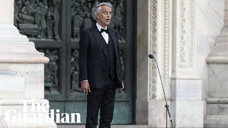 Music for Hope Italian tenor Andrea Bocelli performs in empty Milan cathedral [upl. by Ailemaj]