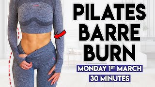 PILATES BARRE BURN  30 minute Home Workout [upl. by Lombardo453]