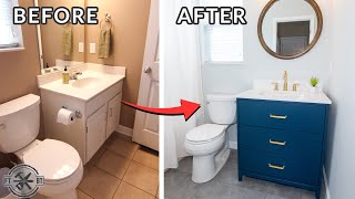 Easy Small Bathroom Remodel  DIY Makeover [upl. by Tommie]