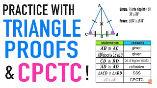 Triangle Congruence Proofs Practice with CPCTC [upl. by Kcirdle]