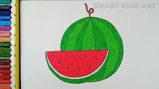 How To Draw Watermelon  Watermelon Drawing  Watermelon  Draw Smart [upl. by Noved]