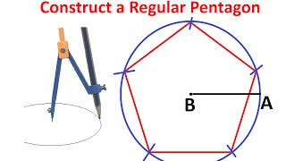 Constructing a Regular Pentagon within given Circle By Using Ruler and Compass [upl. by Ihdin]