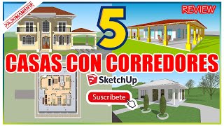 🔴Casas con 4 corredores  Vista Previa de casas coloniales y modernas  3D Sktchup  Suscribete [upl. by Eednac]