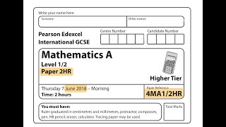 IGCSE Mathematics June 2018  4MA12HR [upl. by Bibbie]