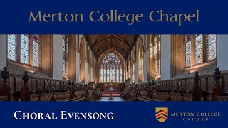 Choral Evensong  Thursday 16 January  from Merton College Chapel Oxford [upl. by Shama]