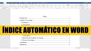 CÓMO HACER EL ÍNDICE AUTOMÁTICO EN WORD FÁCIL Y RÁPIDO [upl. by Chalmers]