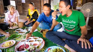 Thai Farm Food 3 HUGE VILLAGE MEALS  Unseen Thai  Lao Food on the Mekong River [upl. by Adlesirg]