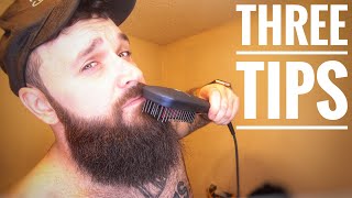 3 BEST Tips for using a Beard Straightener Heat Brush [upl. by Atihcnoc715]