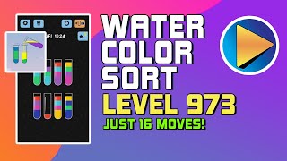 Water Color Sort Level 973 Walkthrough 16 Moves [upl. by Burdett]