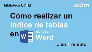 Cómo hacer un índice automático de tablas en Word [upl. by Verile]