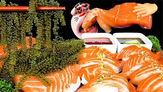 ASMR MUKBANG  Giant Salmon Sashimi amp Salmon Sushi amp Sea Grapes EATING SHOW [upl. by Farl]