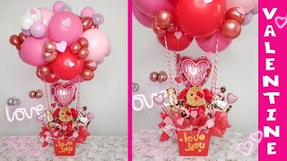 DIY REGALO ECONOMICO PARA SAN VALENTIN ARREGLO CON GLOBOS PELUCHE Y CHOCOLATES [upl. by Ingeborg248]