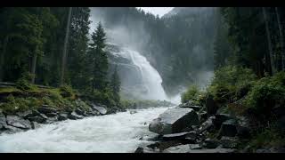 Calming Powerful Mountain Waterfall and River Relaxing Nature Sounds 10 Hours 4K White Noise [upl. by Ymij189]