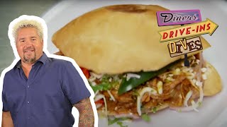 Guy Fieri Eats Tortas From the Taco Bus in Tampa FL  Diners DriveIns and Dives  Food Network [upl. by Lavinie]