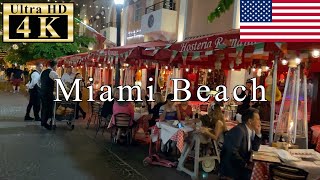 🇺🇸Miami Beach Night Walk  Espanola Way  【4K 60fps】 [upl. by Fabrianna]