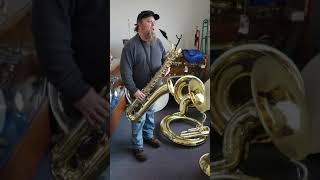 Buescher 400 Baritone Sax playtest restored [upl. by Aicirt]