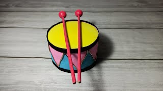 How To Make Drum With Empty Tape Roll And Balloons  DIY Drum For School Project [upl. by Lrigybab707]