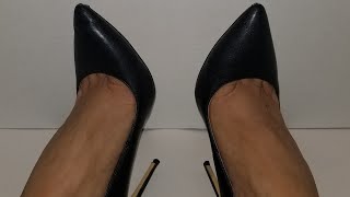 Black leather classic High Heel Pumps [upl. by Harbird389]