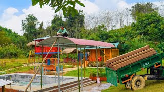 Building Roof With Iron and Corrugated Iron For Swimming Pool  Daily Life  New Village Life [upl. by Carling]