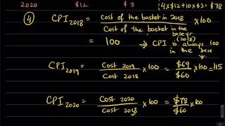 111b Calculating CPI and CPI inflation example [upl. by Oatis]