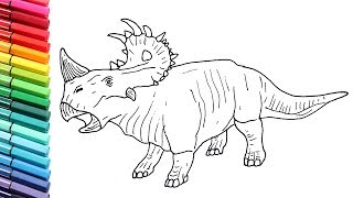 Howw to Draw the Sinoceratops New Dinosaur From Jurassic World Evo  Dinosaurs Color Pages for Kids [upl. by Youngran]