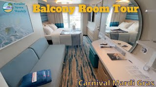 Carnival Mardi Gras Balcony Room Tour on Deck 15 [upl. by Thurman]