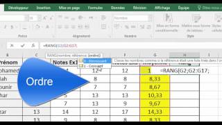 Classement avec la fonction Rang dans Excel [upl. by Olimac469]