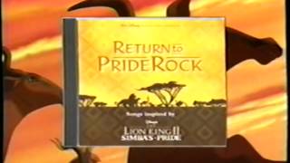 The Lion King II  Simbas Pride Soundtrack 1998 Promo VHS Capture [upl. by Hawger]