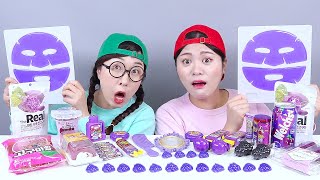 Purple Food Jelly Candy DONA Mukbang [upl. by Einal]