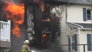 Arrival Video Firefighters battle this fully involved house fire [upl. by Nrobyalc]