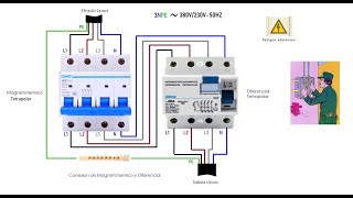 Conexión de magnetotermico y diferencial tetrapolar [upl. by Ja]